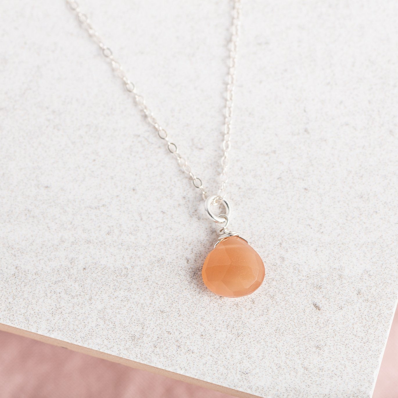 Silver Moonstone Necklace Peach Gemstone Necklace June Birthstone Wire  Wrapped Necklace Peach Moonstone Pendant Necklace - Etsy